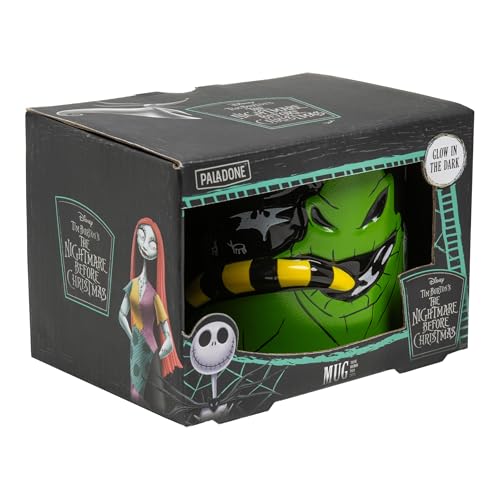 Paladone Pesadilla antes de Navidad Oogie Boogie Taza 3D de cerámica que brilla en la oscuridad, licencia oficial Disney, regalo para café, té y chocolate caliente