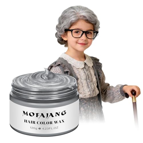 Temporary Silver Gray Hair Spray Color, Luxury Coloring Mud Grey Hair Dye Wax,Washable Hair Color Wax with All Day Hold for Party, 100th day of School Cosplay (1, Gray)
