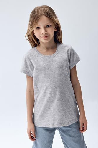 Image of Brix Girls Short Sleeve T-Shirts 5 Pack - Soft Cotton Tees, Breathable Everyday Tops, Tagless Comfort.