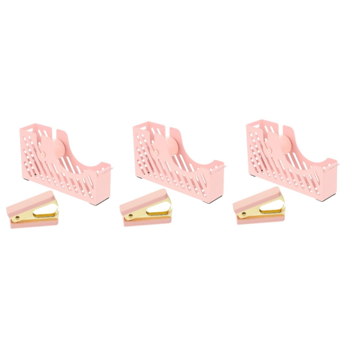Gadpiparty 3 Set Set di articoli di cartoleria del nastro per le unghie strumenti fissi X distributori di nastro per ufficio distributori di nastro da imballo levapunti plastica rosa