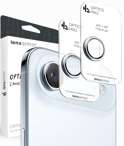 Image of Lensarmor Compatible with iPhone Air Camera Lens Protector Sky Blue (2-Pack) - 9H Tempered Glass, Military-Grade Anti-Scratch, Slim & Case-Friendly, Easy Install Frame