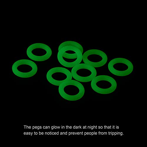 MECCANIXITY Anillos de Silicona para Estacas de Tienda, Brillan en la Oscuridad, 15mm OD 3mm Ancho, Accesorio Fluorescente para Tiendas de Camping, Verde Paquete de 50 miniatura 3