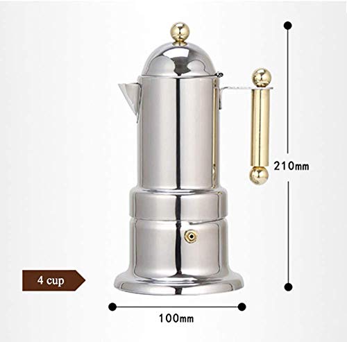 Stovetop Espresso Maker - Stainless Steel Express Coffee Maker Moka Pot Easy To Operate & Quick Cleanup Pot For Home Office With Safety Valve 4 Cups(50Ml/Cup) Italian Design For Cappuccino Latte #TOP1