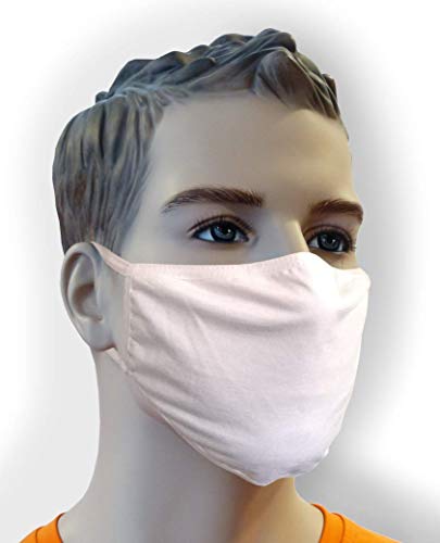PEAQUE Mundbedeckung aus Baumwolle, Maske, wiederverwendbar und waschbar bis 60 Grad, weiß