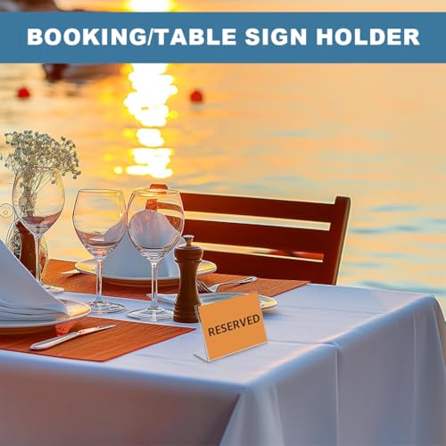 Image of Clear Acrylic Display Stand 30 Pack, 9x6cm L Shaped Sign Holder for Table, Price Tag, Name Card, Menu, Buffet Food Label, Desk Label, Retail, Wedding, Transparent Tabletop Place Card Holder