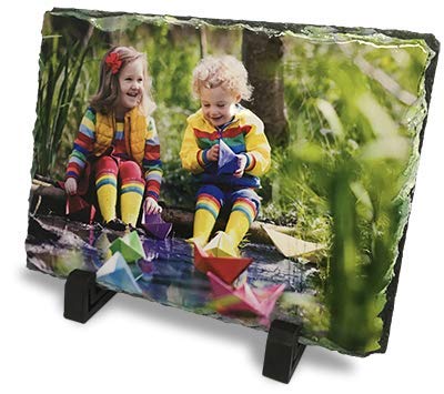 Pajo Personalised Rectangular Photo Slate 190x140mm. Premium quality with stand included. Customised with the photo of your choice. Natural