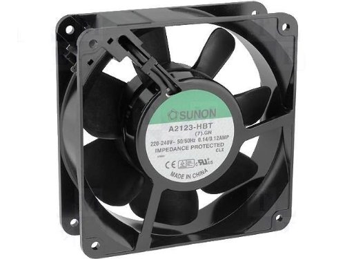 Sunon Ventilador 120 x 120 x 38 mm A2123HBT-7 AC 230 V 2700 rpm 47 dBA rodamiento de bolas conector plano