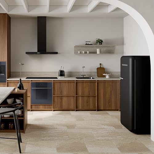 Image of Smeg Retro Style FAB28 50s Style Refrigerator, Right Hinge, Matte Black - 9.93 Cu. Ft. - Made in Italy
