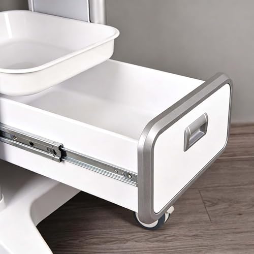 Carrello mobile con cassetto, robusto carrello da laboratorio per ultrasuoni, medico, casa, ufficio e clinica, soluzione versatile per riporre oggetti, design a 2 livelli