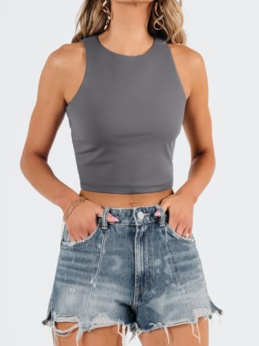 Image of EFAN Womens Sexy Sleeveless Double Lined Crop Tops Workout Cute Tight Racerback Tank Tops Summer Clothes Teen Girls 2025