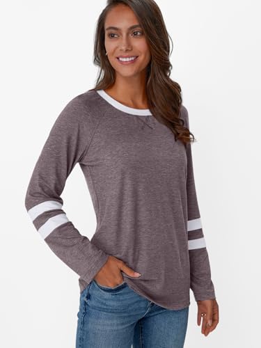 Image of AUTOMET Womens Color Block Long Sleeve Shirts Oversized Crewneck Casual Top