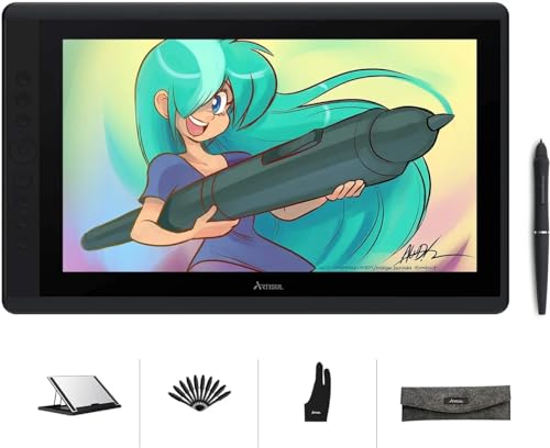 Refurbished Tablet - Artisul D16 15.6 Inch Graphic Drawing Tablet with Screen Pen Display Full Laminated with Battery-Free Stylus 8192 Levels 7 Shortcut Keys A Dial for Windows, Mac