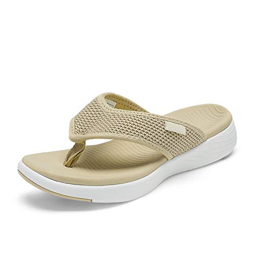 DREAM PAIRS Women's Arch Support Soft Cushion Flip Flops Thong Sandals 5.5 Beige