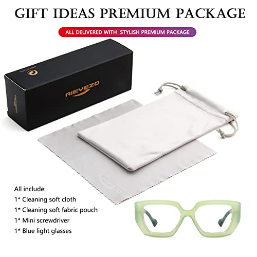 Image of AIEYEZO Thick Frame Blue Light Glasses Men Women, Fashion Square Computer Eyeglass Anti Eyestrain & Prevent Headache