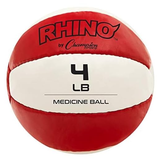 Champion Sports Exercise Medicine Balls, 4-5 lbs, Leather with No-Slip Grip - Weighted Med Ball Set for Weight Training, Stability, Plyometrics, Cross Training, Core Strength - Heavy Workout Ball
