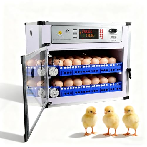 DOMINFLY Egg Incubators Automatic Incubator Machine with Built-in Egg Turner and Lntelligent Temperature Controller & Humidity Monitoring for Chick Fry Duck Goose Pigeon Parrot (136 Eggs)