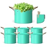 SPONDWILD 7 Pcs 20 Gallon Grow Bags, PE Garden Grow Bags for Plants with Branch-Binding Holes and Bottom Drain Holes, Ideal for Vegetables, Strawberries and Flowers