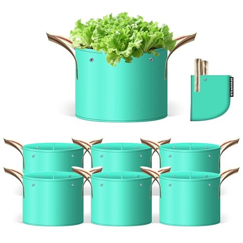 SPONDWILD 7 Pcs 20 Gallon Grow Bags PE Garden Grow Bags for Plants with Branch-Binding Holes and Bottom Drain Holes Ideal for Vegetables Strawberries and Flowers