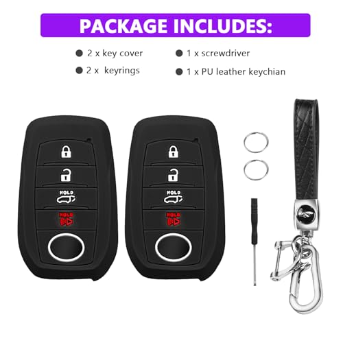 QBUC 2PCS for Toyota Key Fob Cover, Silicone 4 Button Key Case for Toyota 2019+ Land Cruiser 2021-2025 Venza RAV4 Corolla Grand Highlander Tundra Crown 2022-2025Tacoma TRD Corolla SE Camry XSE by QBUC - Image 6