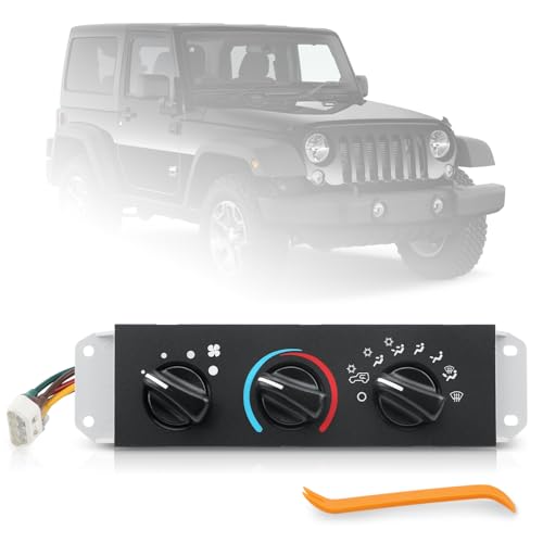 Femibon HVAC A/C Heater Control Panel with Blower Motor Switch for 1999-2004 Jeep Wrangler TJ Replace# 55037473AB, BL101, HS-373