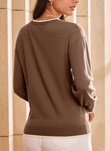 Dokotoo Womens Sweaters Casual Crewneck Long Sleeve Pullover Sweater Jumper Tops with Chest Pocket2
