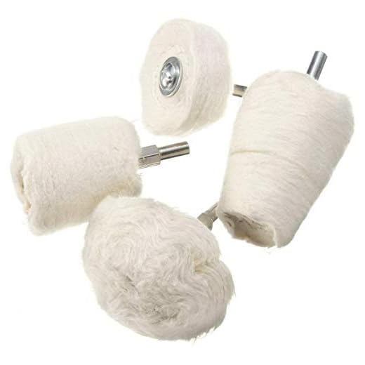 MATCC Polishing Wheel For Drill Polishing Pad Buffing Wheel Kit Wheel Polisher Buffing for Drill 4Pcs White Flannelette Polishing Mop Wheel Grinding Head with 1/4" Handle for Dremel Tools