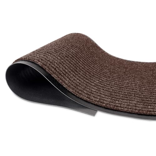 Image of MaxMat Heavy Duty Rubber Door Mat - Large Commercial, Waterproof, Low-Profile, Easy to Clean Floor Mat (4 x 8 Feet, Brown, MXM-RIB0048BR)