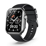 FOSMET P1 スマートウォッチ【2025新モデル·バッテリー最強】100日間スタンバイ 30日間連続使用 Bluetooth通話機能 1.85インチHD大画面 IP68防水 1500nit高輝度 明るさ調整 メッセージ通知 睡眠管理 120種類の運動モード 音楽再生 軽量28g 多種類文字盤 天気予報 スマートウォッチ iPhoneとアンドロイド対応 TELEC認証 ブラック