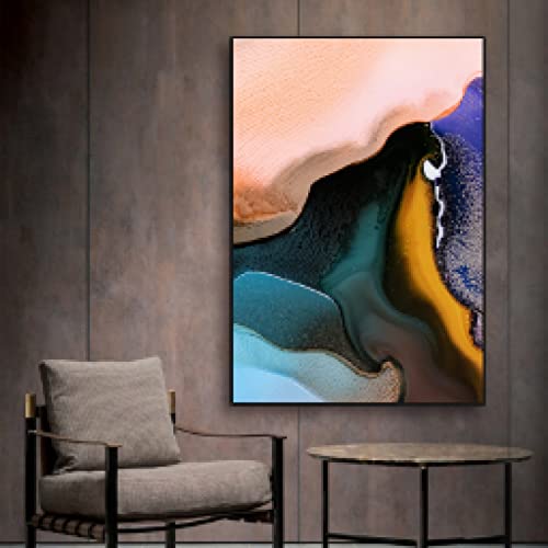 Toile abstraite colorée salon moderne : affiche murale 40x60cm pour déco chaleureuse