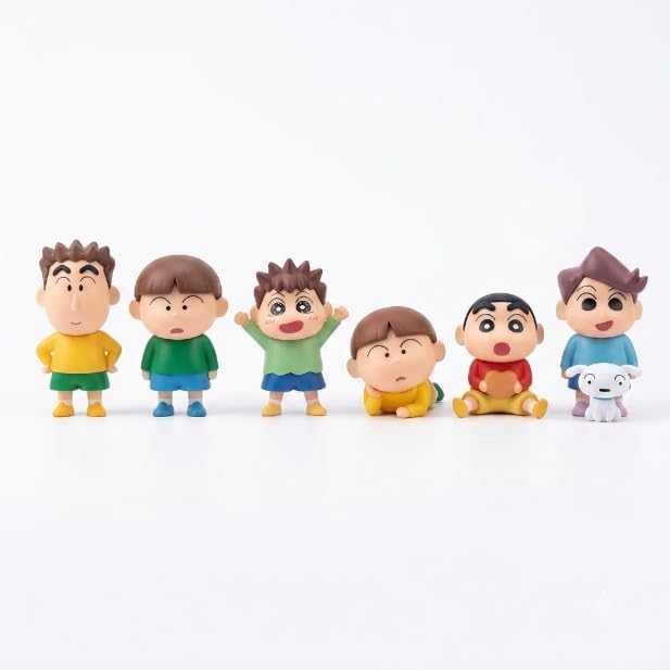 Image of Cartoon Family Character Figure Set with 6 Mini Figures, Collectible Toy Set for Kids