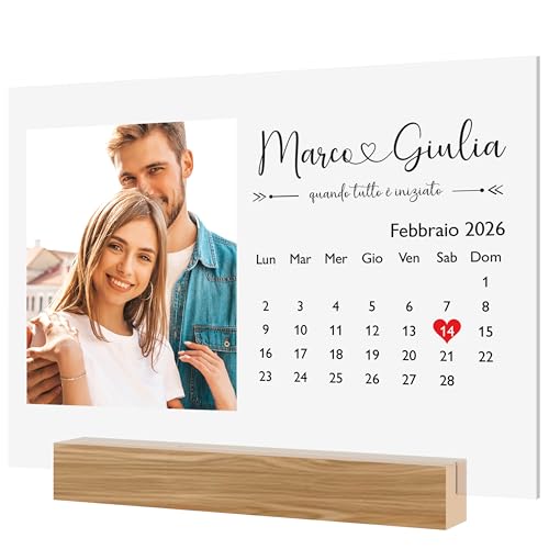 Targa Calendario San Valentino, Anniversario Personalizzata con Data Primo Appuntamento