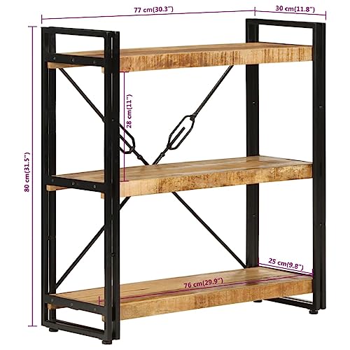 Estantería de 3 niveles TALCUS en madera maciza de mango y hierro de 77x30x80 cm 3