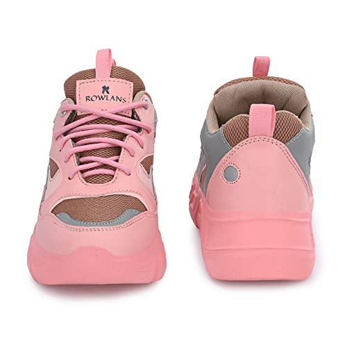 Image of ROWLANS Women's Synthetic Leather Stylish /Comfortable /Running /Gym Lace-Ups Sports Shoes