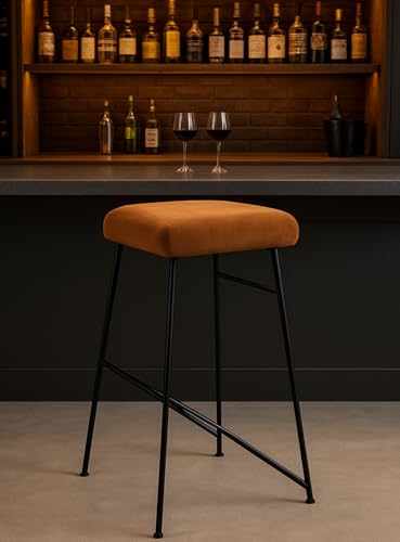 Image of Bar Stool with Metal Legs High Sitting Bar Stool for Kitchen Living Room Metal Counter Stool for Office Hallway Bedroom