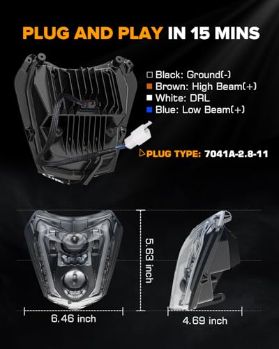 Image of RAMJET4X4 LED Motorcycle Headlight Dirt Bike DRL Headlamp with Bezel Compatible With Motocross Pit Bike Enduro ATV Supermoto 150 250 350 450 500 SX XCW EXC SXF XC SMC R 690