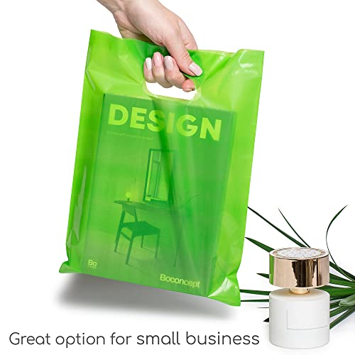 Image of Choice Marts 100 Lime Green Plastic Bags With Handles 9x12 Merchandise Bags