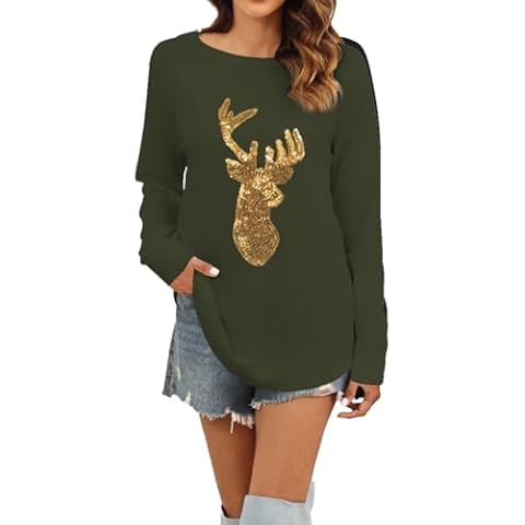 Aoang Texture Knit Tunic Womens Long Sleeve Long for Leggings Plus Size Casual Long T Shrits Army Green Cover