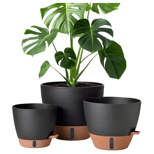 12/10/8 Inch Self Watering Pots for Indoor Plants Plastic Large Plant Pot for Outdoor Plants, Water Level Window & Spacious Reservoir Flower Pots Decorative Planter with Drainage and Tray (Black)