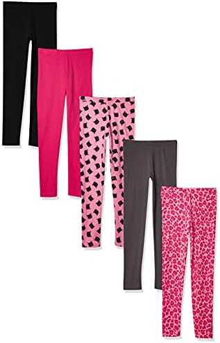 Amazon Essentials Girls' Leggings (Previously Spotted Zebra), Pack of 5, Multi Color, Medium