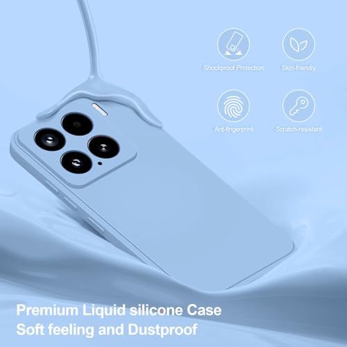 Image of DIZORO Compatible With Mi Xiaomi 15 5G Back Cover Case With Upgraded Square Edges For Camera Protection Shockproof Flexible Matte Liquid Silicone Mobile Phone Case - Carolina, Sky Blue