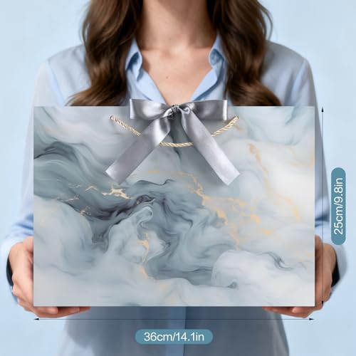 Image of JMANNI Gift Bags, Mothers Day Gift Bags with Ribbon, Portable Paper Gift Bag, Marble Pattern, for Any Occasion, Including Valentines Day Baby Shower Birthday Party Wedding Mothers Day(LP11-DLS03-L