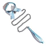 paloli Handmade Cosplay Choker Lolita Kitty Bell Collar with Strap Women Leather Choker Necklace (BLLEASH)