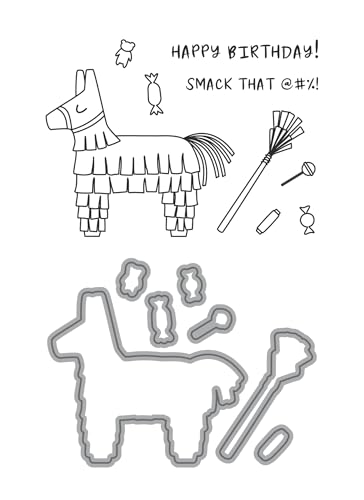 Ellen Hutson, Essentials by Ellen, Hit That Stamp and Die Set Combo, Stamping, Scrapbooking, Die Cutting, DIY, Paper Crafts, Card Making, Pinata, Donkey, Celebration, Cinco de Mayo, Birthday Party