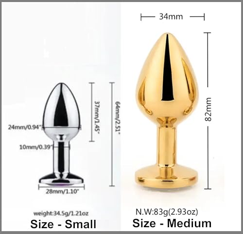 Image of Golden Plug Massager Medium Size and Silver Plug Massager Small S ize for Relaxation and two Set of size for Compatibility (1 GOLDEN + 1 SILVER)
