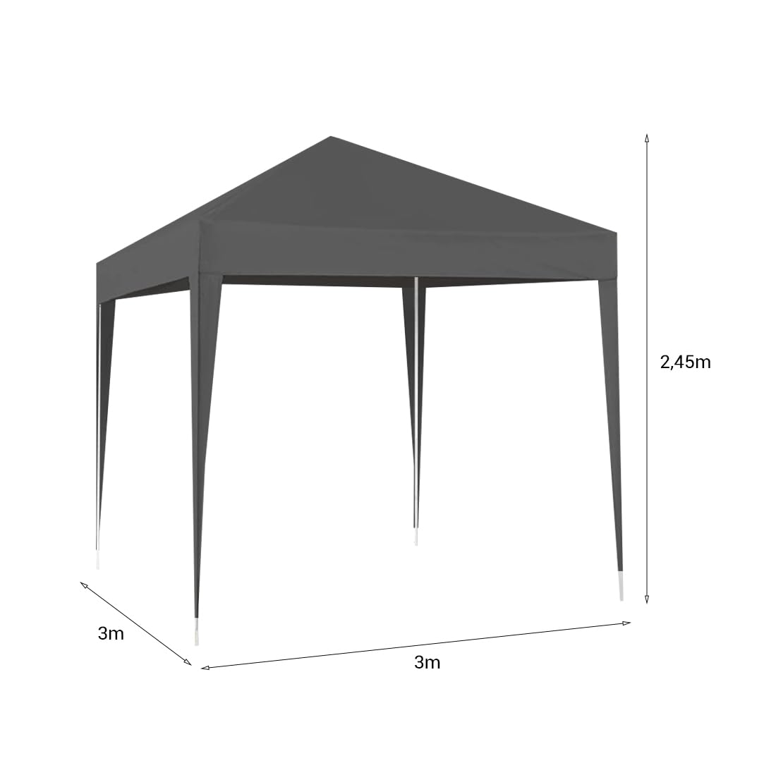 Acomoda Textil - Cenador Desmontable de Fácil Instalación y Transporte 3x3 Metros. Carpa Jardín para Camping y Fiestas de Exterior, Resistente al Sol, Estable y Duradero. (Gris)