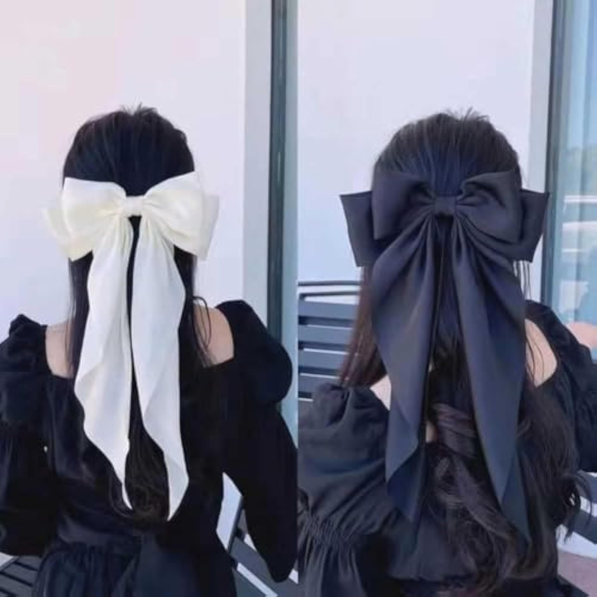 2 PCS Big Bow Clips, Black and Red French Hair Accessories
