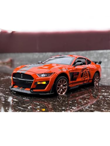 Image of 1:32 Scale Shelby Mustang GT500 Die-Cast Model Car - Orange Metal Toy Car