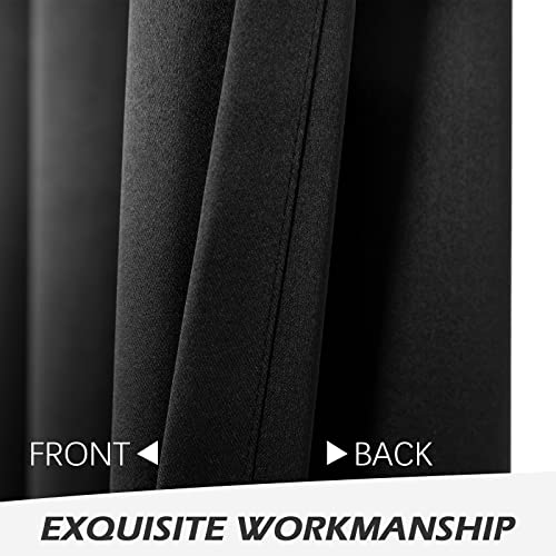 Image of MYSKY HOME Blackout Curtains 45 Inch Long for Bedroom Black Curtain for Kids Room Thermal Insulated Room Darkening Small Curtains with Grommet for Bathroom Laundry Room, Set of 2, 52 inch x 45 inch, Black