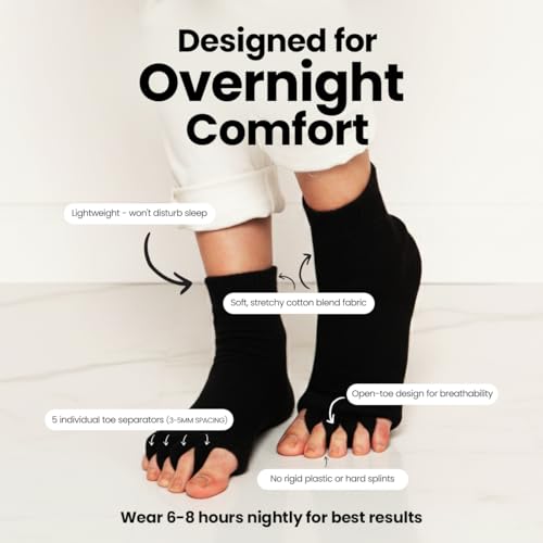 Image of DIRTS Original Foot Alignment 5-Toe Separator Orthopedic Cotton Socks for Women & Men - Bunion Corrector & Plantar Fasciitis Support(Black, M)