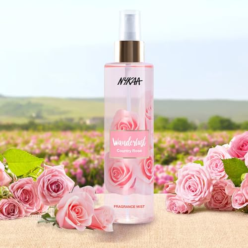 Image of Nykaa Wanderlust Bath and Body Country Rose Fragrance Mist, 200 Ml| Body Mist For Women| Long-Lasting Rose Fragrance| Paraben Free, Cruelty Free, Vegan Formula